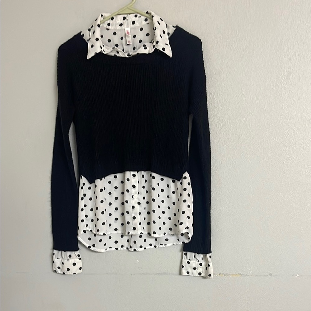 Black and White Polka Dot Layered Women's Top